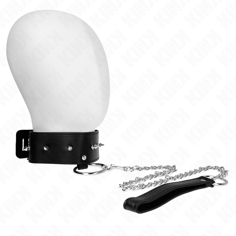 KINK – Halskette mit Leine und silbernen Nieten, 65 cm, verstellbar 36–43 cm x 5 cm