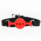 KINK – BAVAGLIO IN SILICONE INTERO 55 x 2 CM CON SFERA DA CM MISURA ROSSO REGOLABILE 35-51 CM