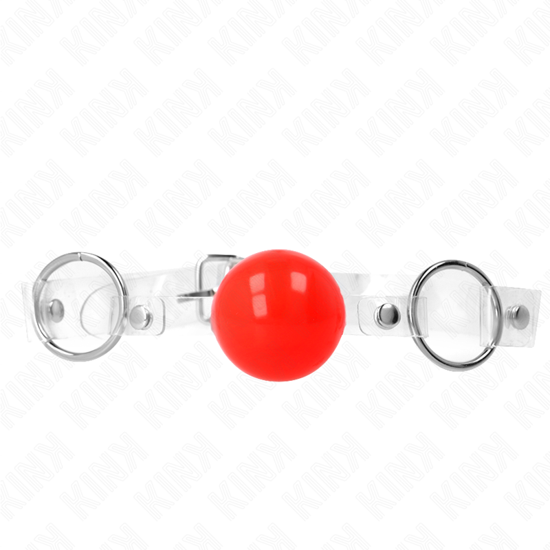 Kink – Verstellbarer Ballknebel aus transparentem PVC, Rot, 4 cm