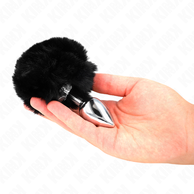 KINK – SPINA IN ACCIAIO INOSSIDABILE 7 x 3 CM CON CODA DI CONIGLIO IN ECOPELLICCIA 8 CM