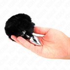 KINK – SPINA IN ACCIAIO INOSSIDABILE 7 x 3 CM CON CODA DI CONIGLIO IN ECOPELLICCIA 8 CM