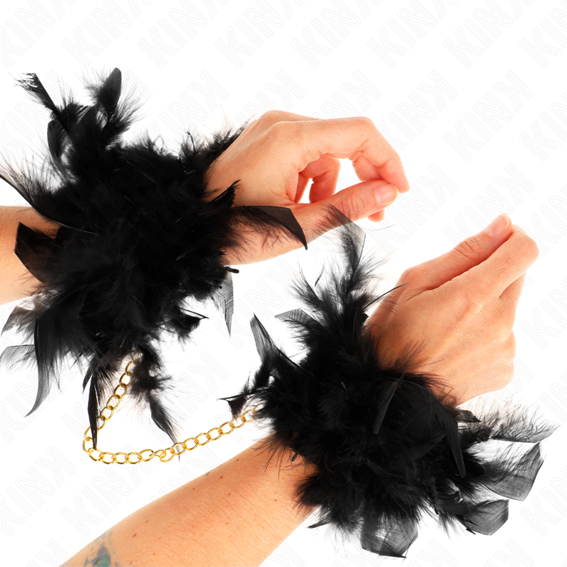 KINK – MANCHETTES EN PLUME AVEC CHAÎNE OR MODÈLE