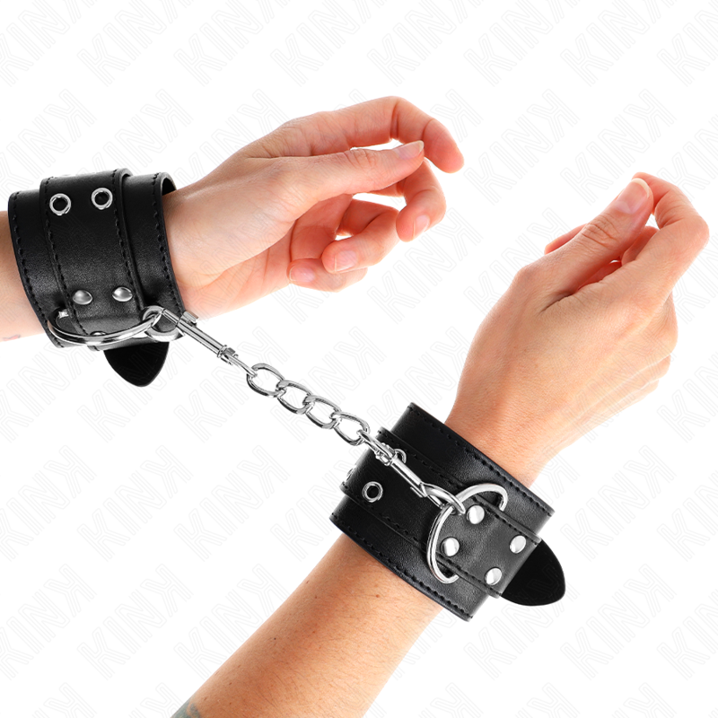 Kink – Handgelenkfessel mit doppelter Schnalle, Schwarz, 19–26 cm