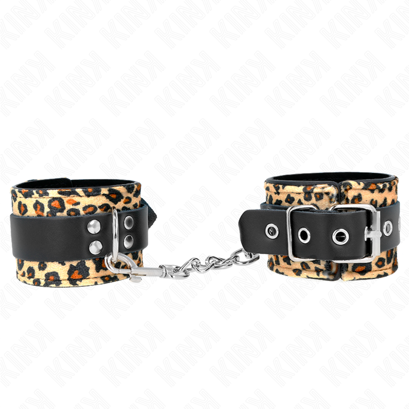 Kink Leopard – Handgelenkfesseln aus Echtleder, 18–29 cm
