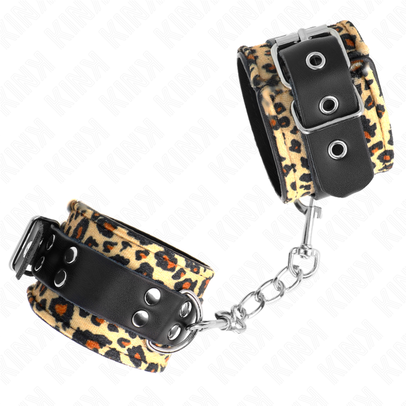 Kink Leopard – Handgelenkfesseln aus Echtleder, 18–29 cm