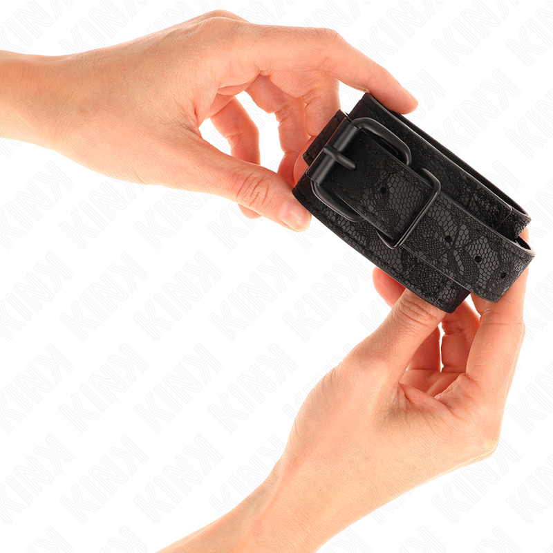 Kink – Handgelenkmanschetten mit dunkler Spitze, Schwarz 19–26 cm