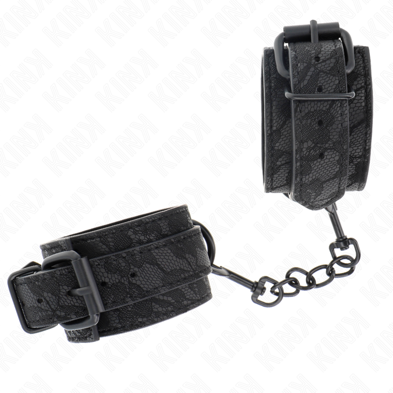 Kink – Handgelenkmanschetten mit dunkler Spitze, Schwarz 19–26 cm