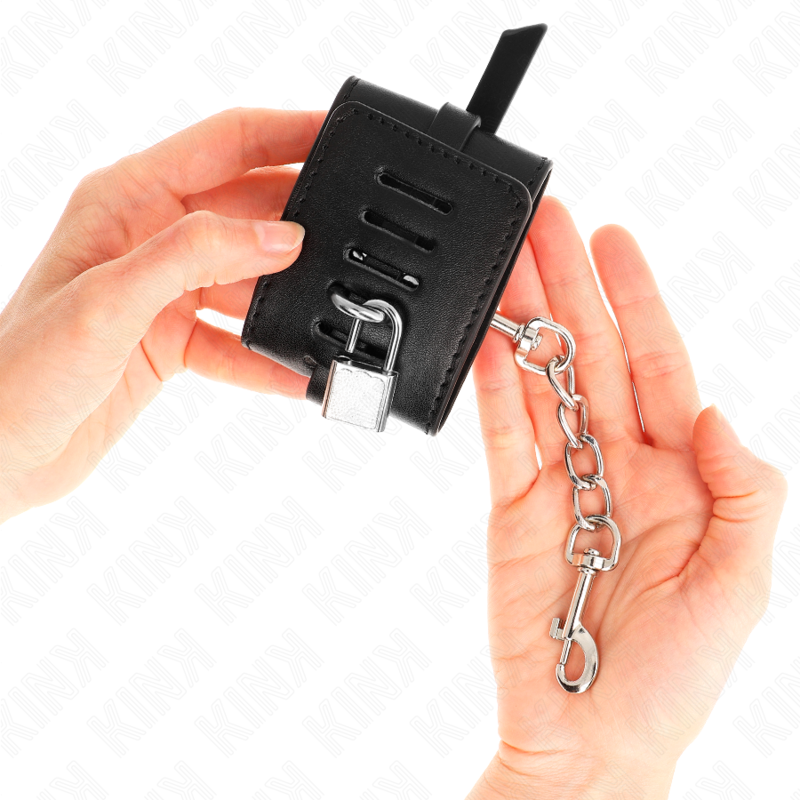 Kink Deluxe – Handgelenkfesseln mit Verriegelung, Schwarz, 14,5–21 cm