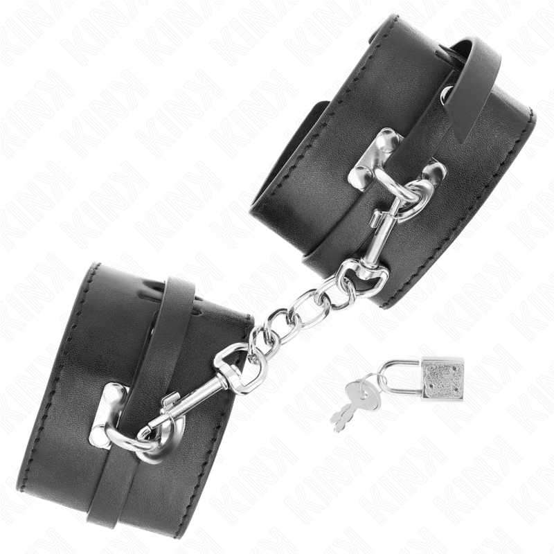 Kink Deluxe – Handgelenkfesseln mit Verriegelung, Schwarz, 14,5–21 cm