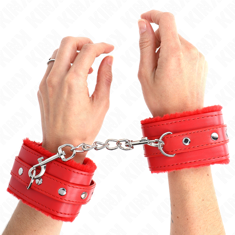 KINK Premium – Pelzgefütterte Handgelenksfesseln, 17–29 cm x 6 cm