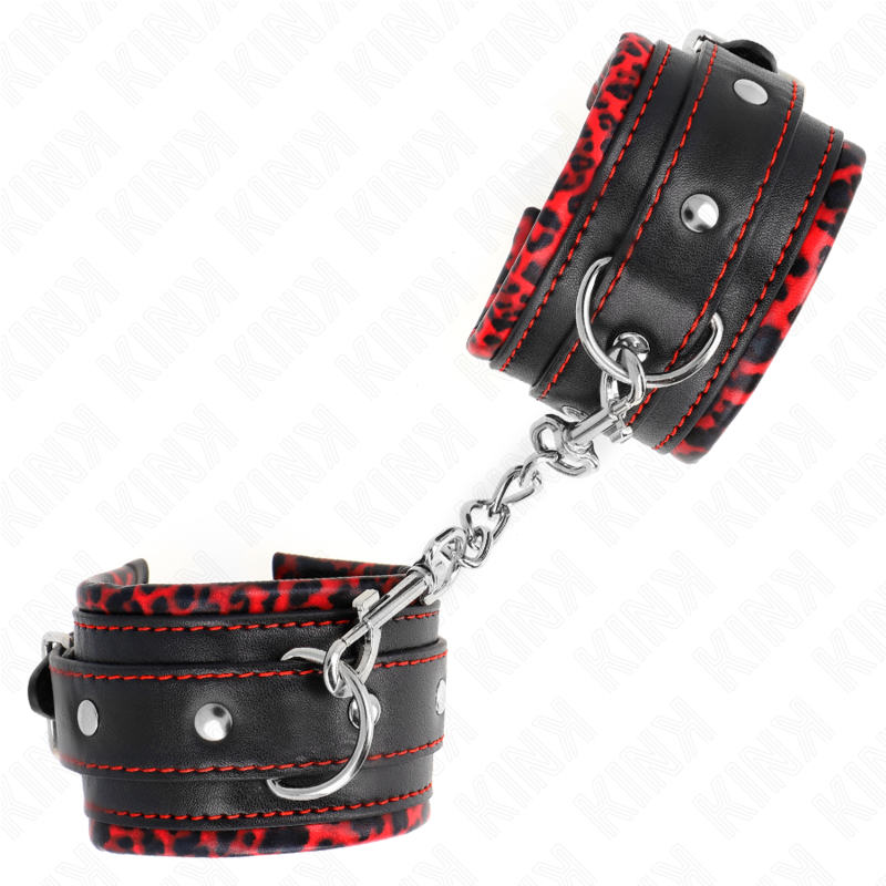 Kink – Pelzgefütterte Handgelenkfesseln, Rot/Schwarz