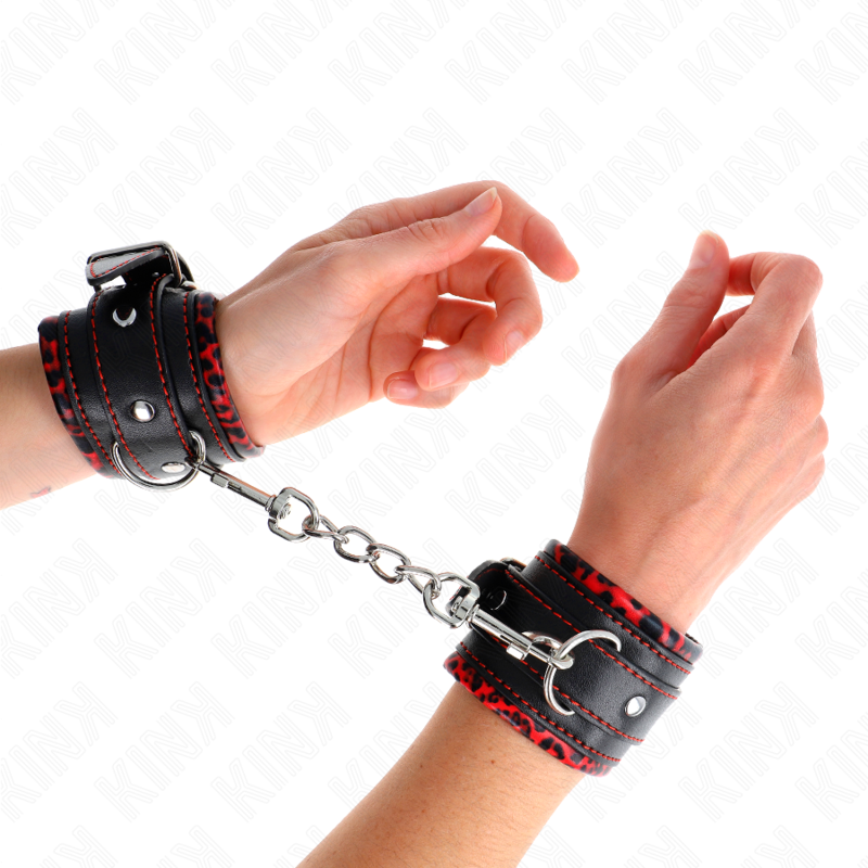 Kink – Pelzgefütterte Handgelenkfesseln, Rot/Schwarz