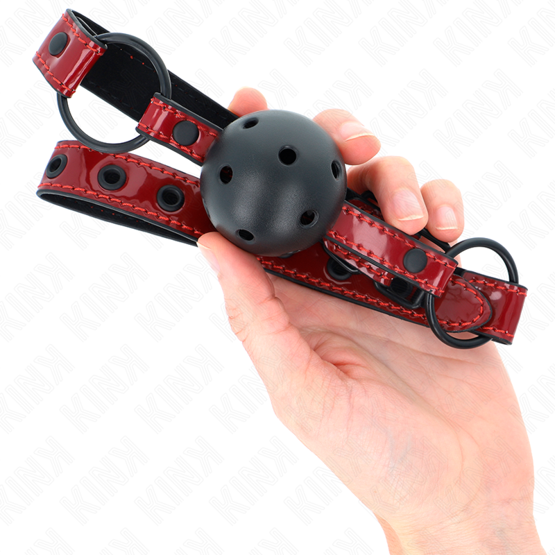 Kink – Glänzender Kunstleder-Ballknebel, 4,5 cm, verstellbar 41–59 cm