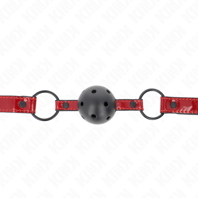 Kink – Glänzender Kunstleder-Ballknebel, 4,5 cm, verstellbar 41–59 cm