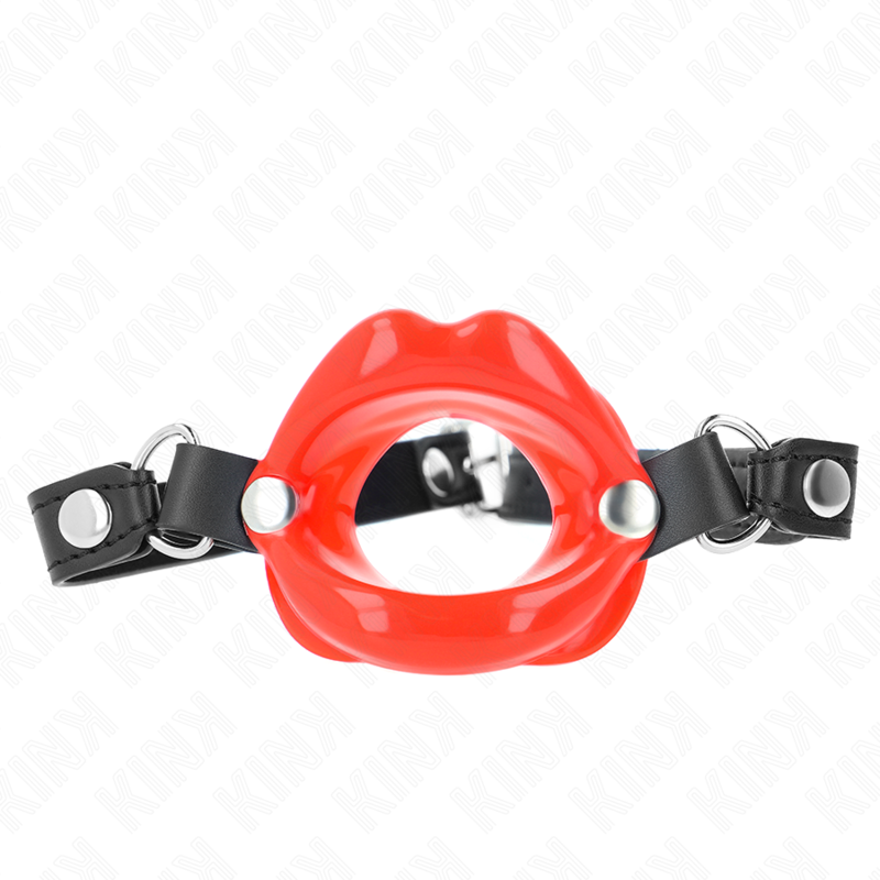 KINK – Lip-Knebel, 8 cm, mit Kunstlederband, 63 x 2 cm, verstellbar 39–58 cm