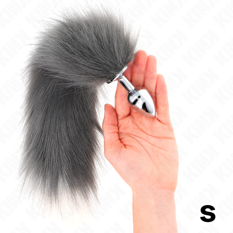 KINK – PLUG ANALE X CM CON CODA SINTETICA 40 CM GRIGIO E BIANCO