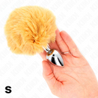 KINK – SPINA IN ACCIAIO INOSSIDABILE 7 x 3 CM CON CODA DI CONIGLIO IN ECOPELLICCIA 8 CM