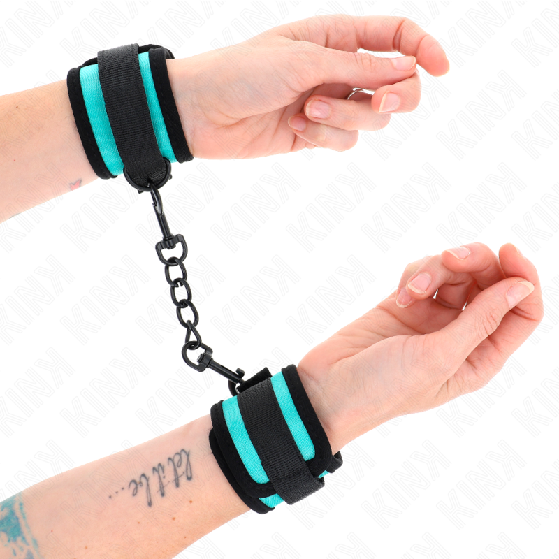Kink – Nylon-Handgelenkfesseln mit Klettverschluss, Schwarz-Blau