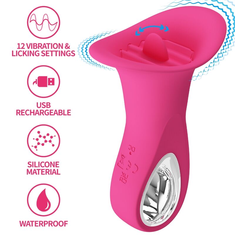 PRETTY LOVE – CLYDE VIBRATEUR ORAL LANGUE VIBRANTE 12 VIBRATIONS ROSE