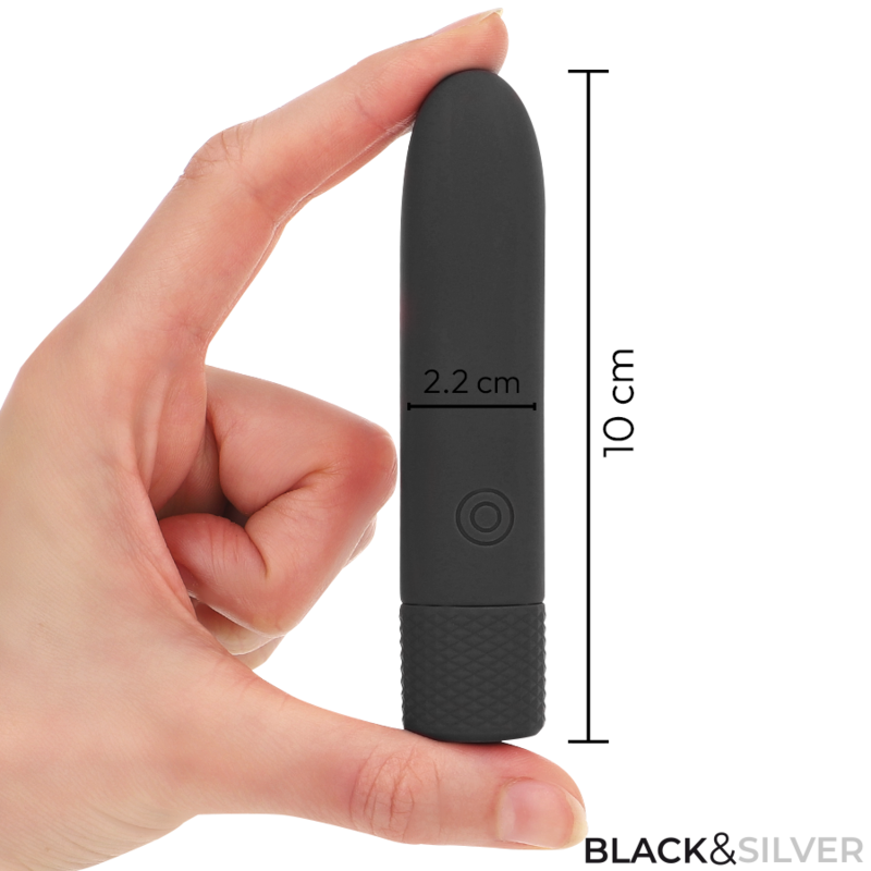 BLACK & SILVER – GERI USB RICARICABILE VIBRANTE BULLET 8 VIBRAZIONI NERO 10 X 2,2 CM