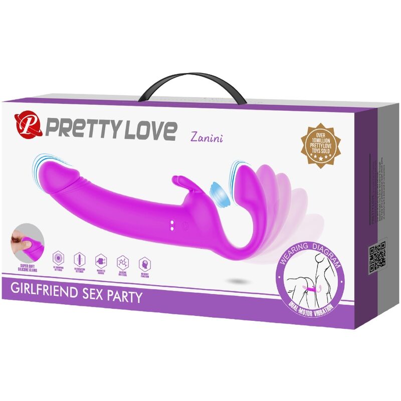 PRETTY LOVE Zanini – Strapless Strap-on mit Vibration, lila