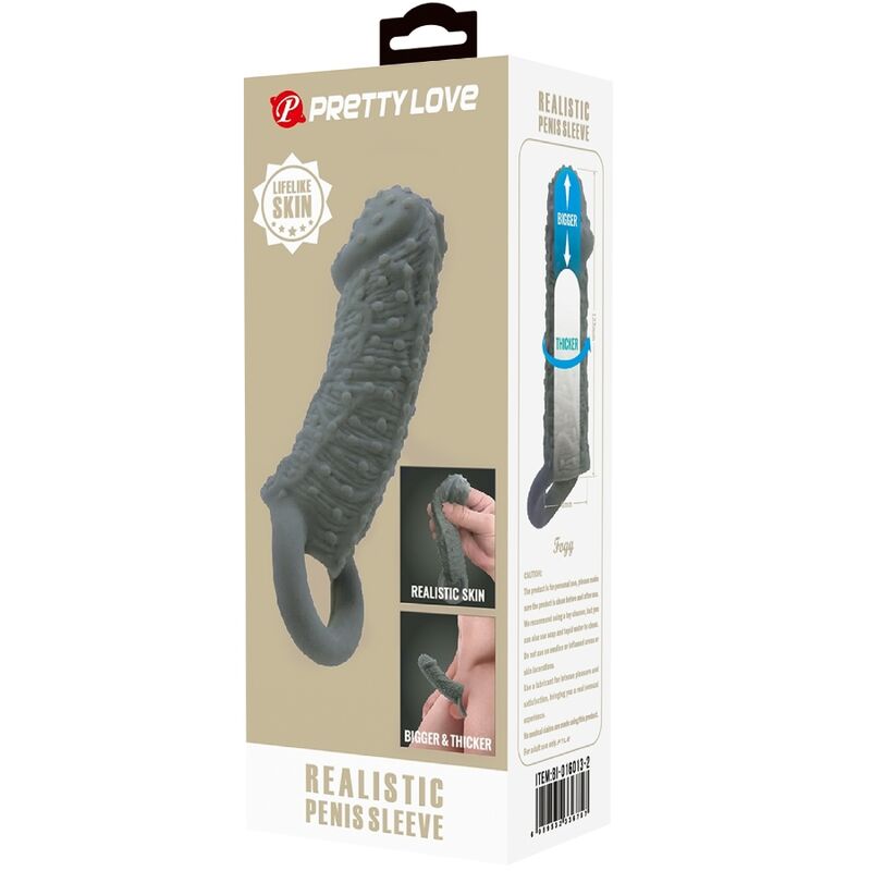 PRETTY LOVE – Penisvergrösserer Modell 2 mit Noppenstruktur, Grau