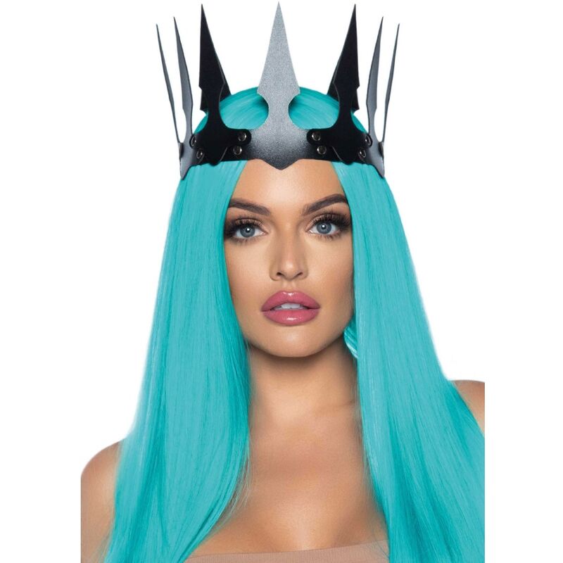 LEG AVENUE – CORONA MALEFICENT IN PELLE SINTETICA CON BORCHIE NERA