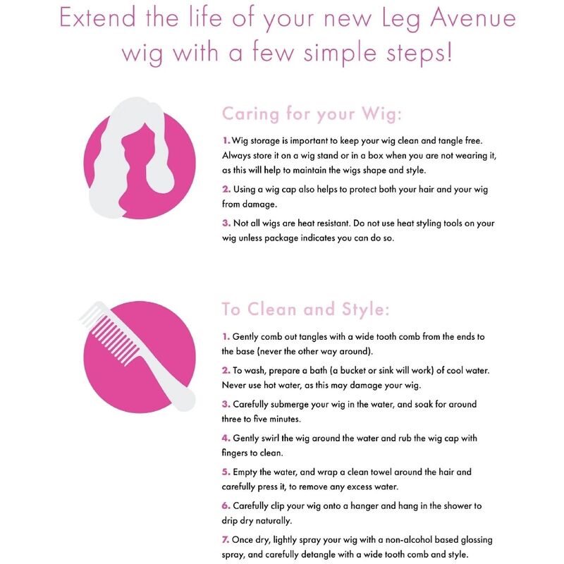 Leg Avenue – Lange, glatte Perücke mit Pony, Schwarz