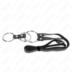 Kink – Dreifach-Metall-Penisring mit Ledergurt, 3,8–5 cm, Gurt 112 cm