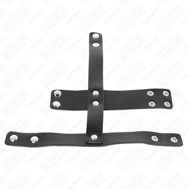 KINK – LEATHER PENIS CAGE RING WITH ADJUSTABLE BALL DIVIDER