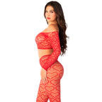 LEG AVENUE – CROP TOP + CALZE ROSSO TAGLIA UNICA