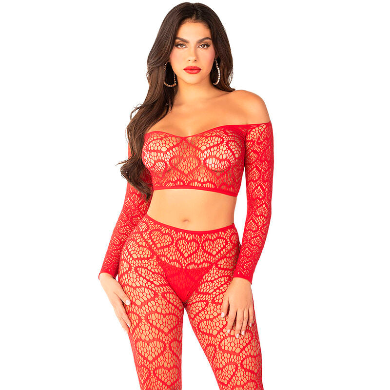LEG AVENUE – CROP TOP + CALZE ROSSO TAGLIA UNICA