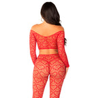 LEG AVENUE – CROP TOP + CALZE ROSSO TAGLIA UNICA