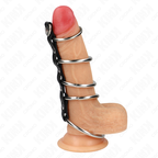 Kink – 5 Metall-Penisringe mit Lederverbindung, 3,2–5 cm