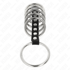 Kink – 7 Metall-Penisringe mit Lederverbindung, 3,2–5 cm
