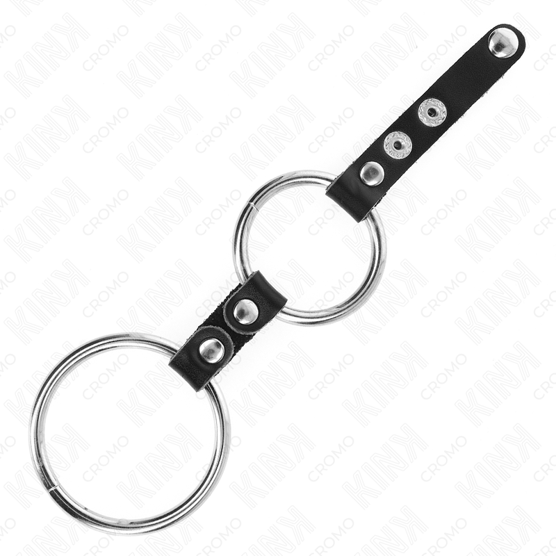 KINK – DOUBLE PENIS RING 3.8 CM TO 5 CM CONNECTED BY LEATHER