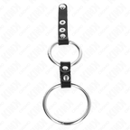 Kink – Doppelter Penisring mit Lederverbindung, 3,8–5 cm