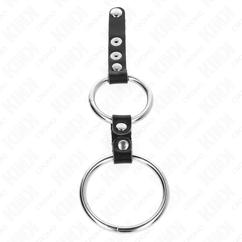 KINK – DOUBLE PENIS RING 3.8 CM TO 5 CM CONNECTED BY LEATHER