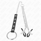Kink – Metall-Penisring mit Kette und verstellbaren Brustklammern
