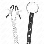 Kink – Metall-Penisring mit Kette und verstellbaren Brustklammern