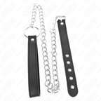 Kink – Penisring aus Leder, 21,5 x 2 cm, mit 60 cm Metallkette und Lederband