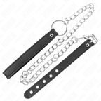 Kink – Penisring aus Leder, 21,5 x 2 cm, mit 60 cm Metallkette und Lederband
