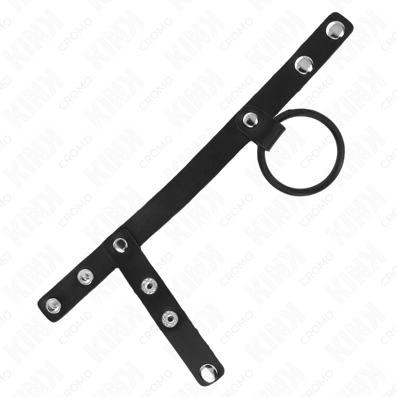 KINK – ANELLO PER PENE IN SILICONE 3,8 CM CON DIVISORE PER PALLINE E CINTURINO IN PELLE 22 X 1,5 CM