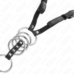 KINK – 5 PENIS RINGS 3.8 CM TO 5 CM METAL WITH LEATHER BELT 112 CM
