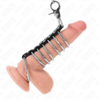 Kink – 7 Metall-Penisringe mit Leder und Metallkette, 3,8–5 cm, 100 cm