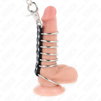 Kink – 7 Metall-Penisringe mit Leder und Metallkette, 3,8–5 cm, 100 cm