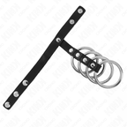 KINK – 4 METAL PENIS RINGS 3.8 CM CONNECTED WITH LEATHER STRAP 22 X 1.5 CM AND PRESSURE CLOSURE