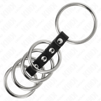 KINK – 5 ANELLI PER PENE DA 3,7 CM A 5 CM METALLO COLLEGATI DA PELLE
