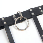 SUBBLIME – Verstellbare Punk-Strumpfhose aus Leder, Schwarz