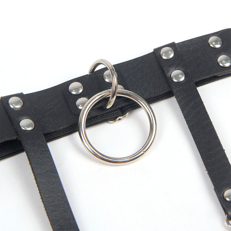SUBBLIME – Verstellbare Punk-Strumpfhose aus Leder, Schwarz